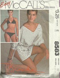8583  MCCALLS EZ 1983 BROOKE BIKINI BATHING SUIT, PULLOVER V TOP PATTERN 8
